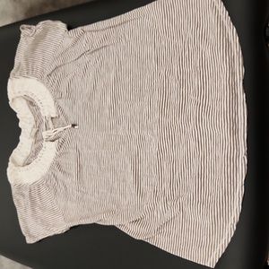 Lucky Brand Brown/White Stripe Top XL